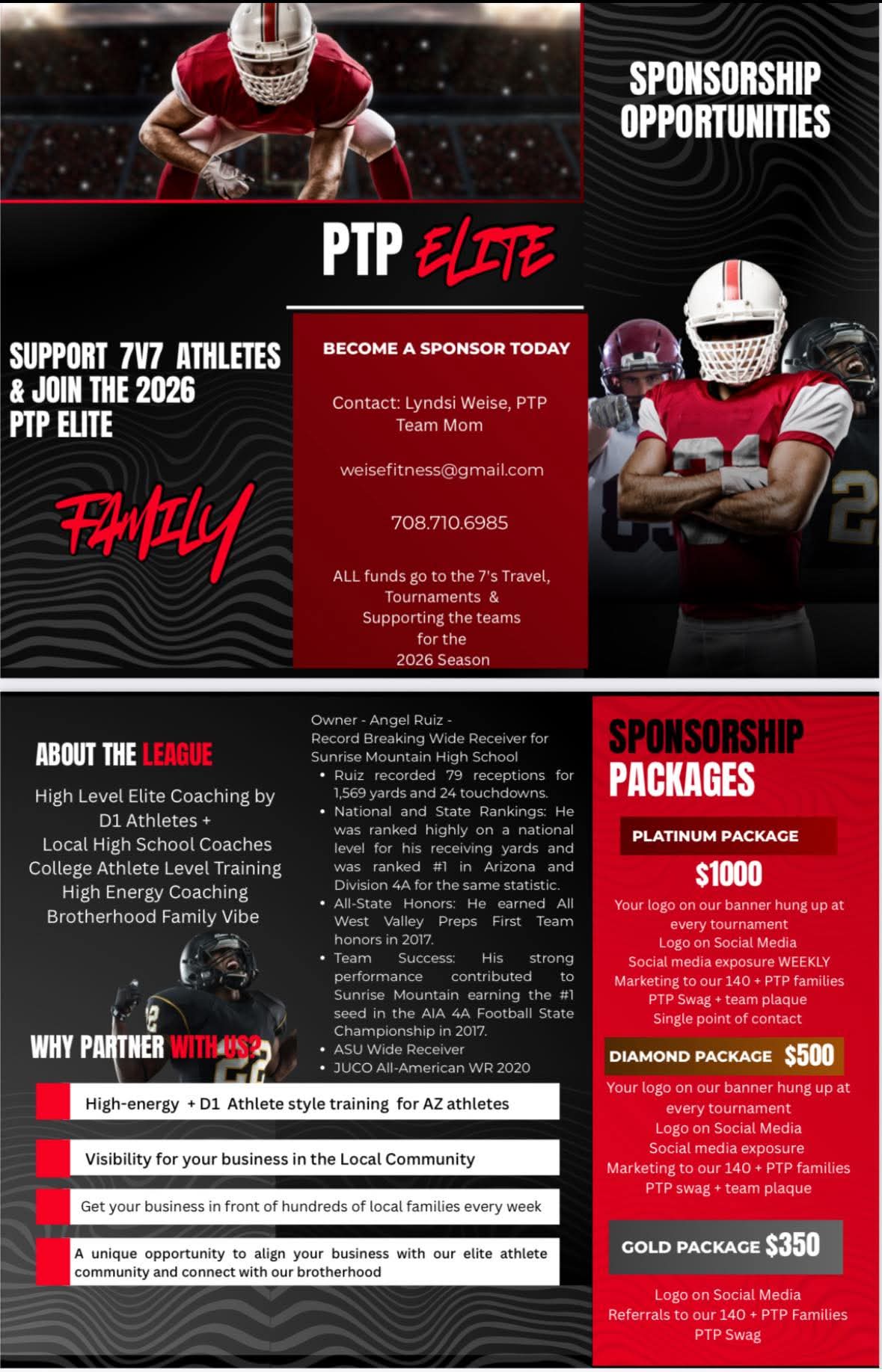 PTP Elite sponsorship opportunities flyer